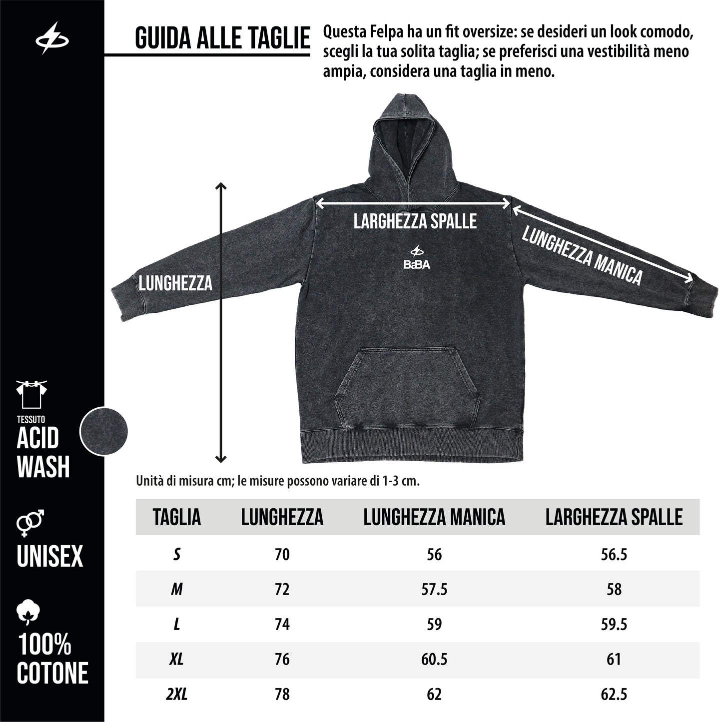 Felpa Oversize Acid Wash Nera